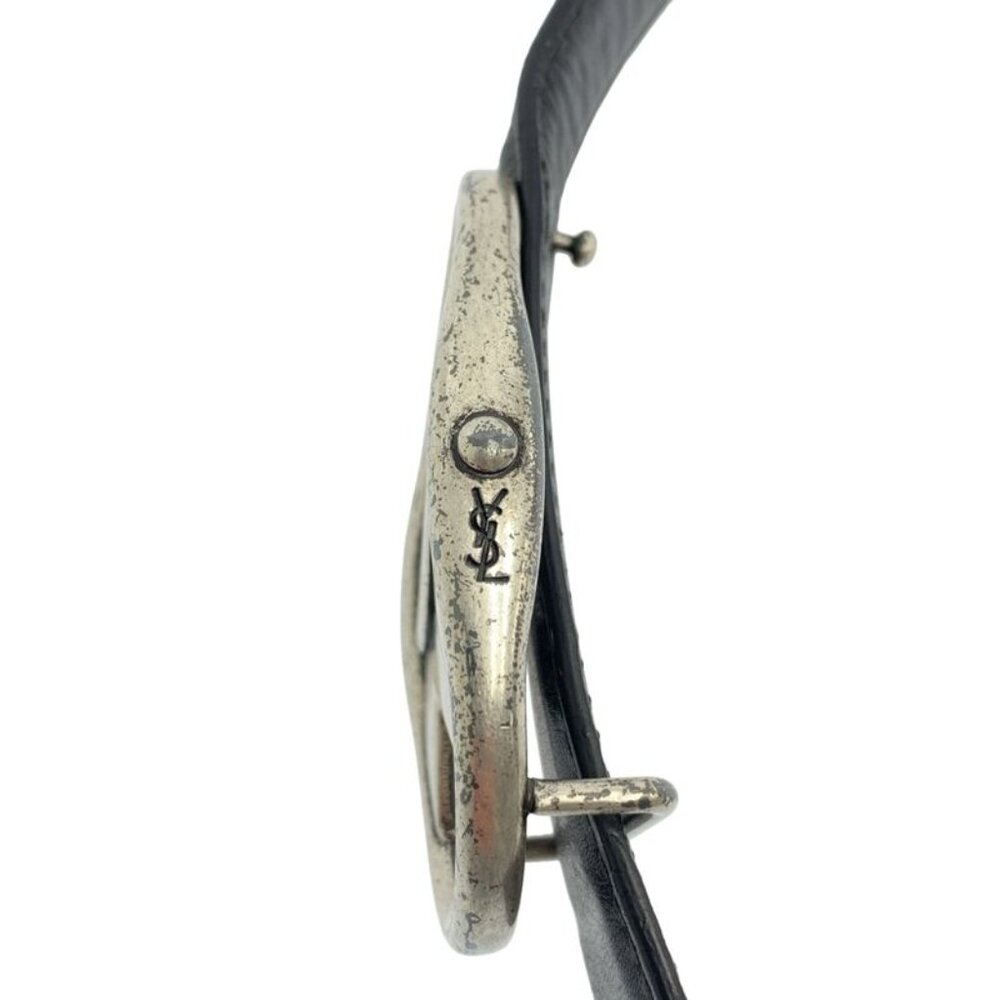 Saint Laurent Yves YSL Logo Leather Belt Black - Picture 4 of 4